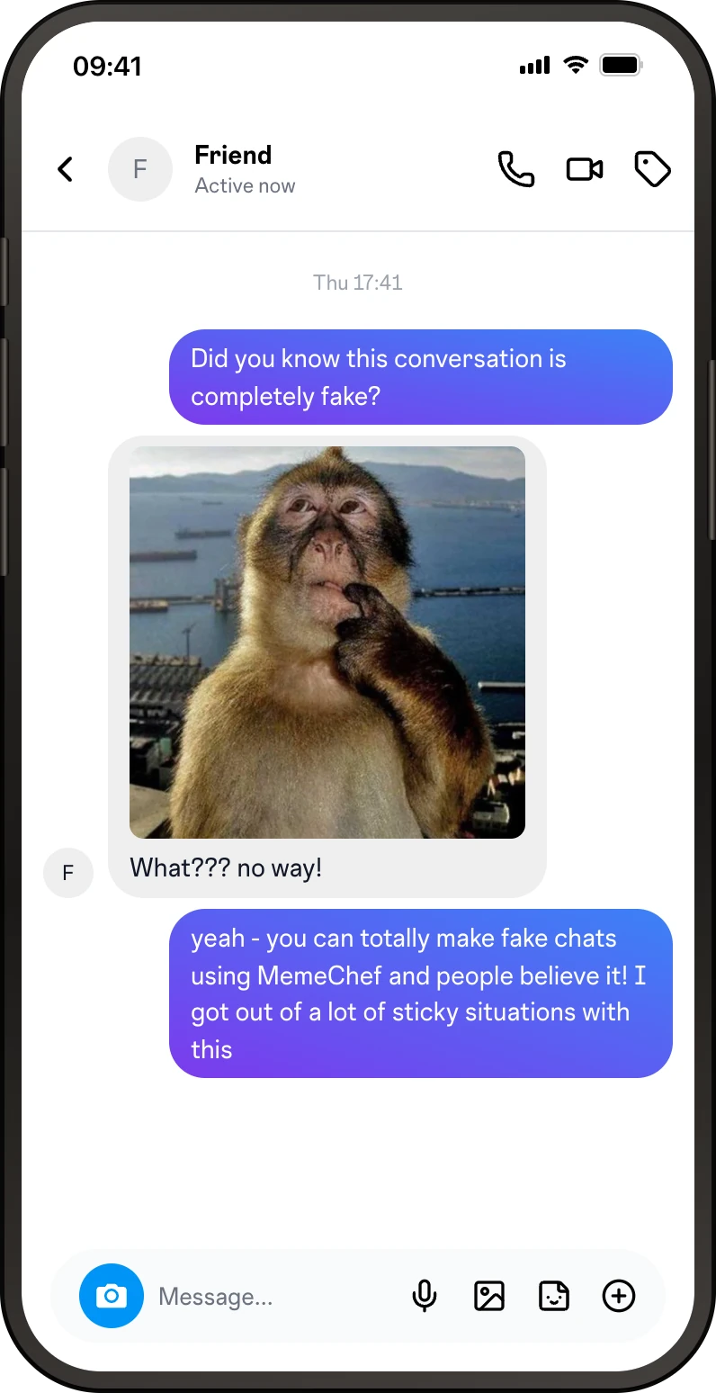 Instagram fake chat screenshot preview made in MemeChef