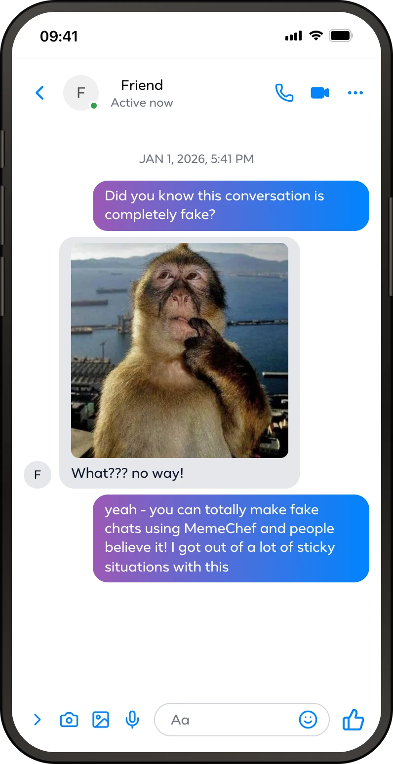 Messenger fake chat screenshot preview made in MemeChef