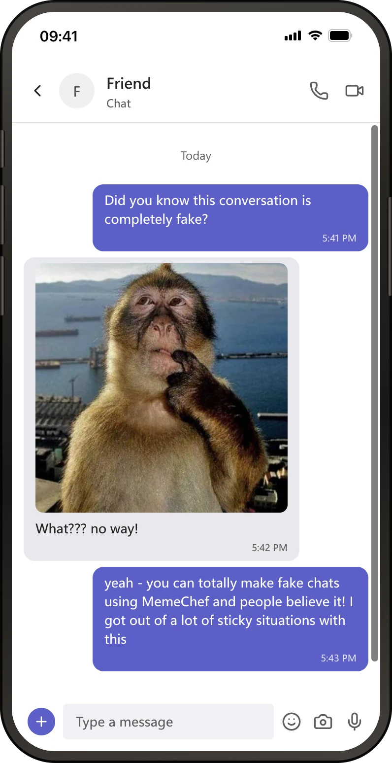 Microsoft Teams fake chat screenshot preview made in MemeChef