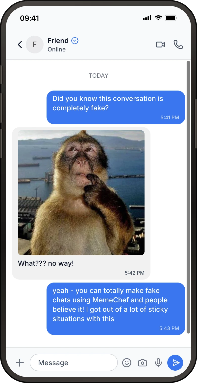 Signal fake chat screenshot preview made in MemeChef