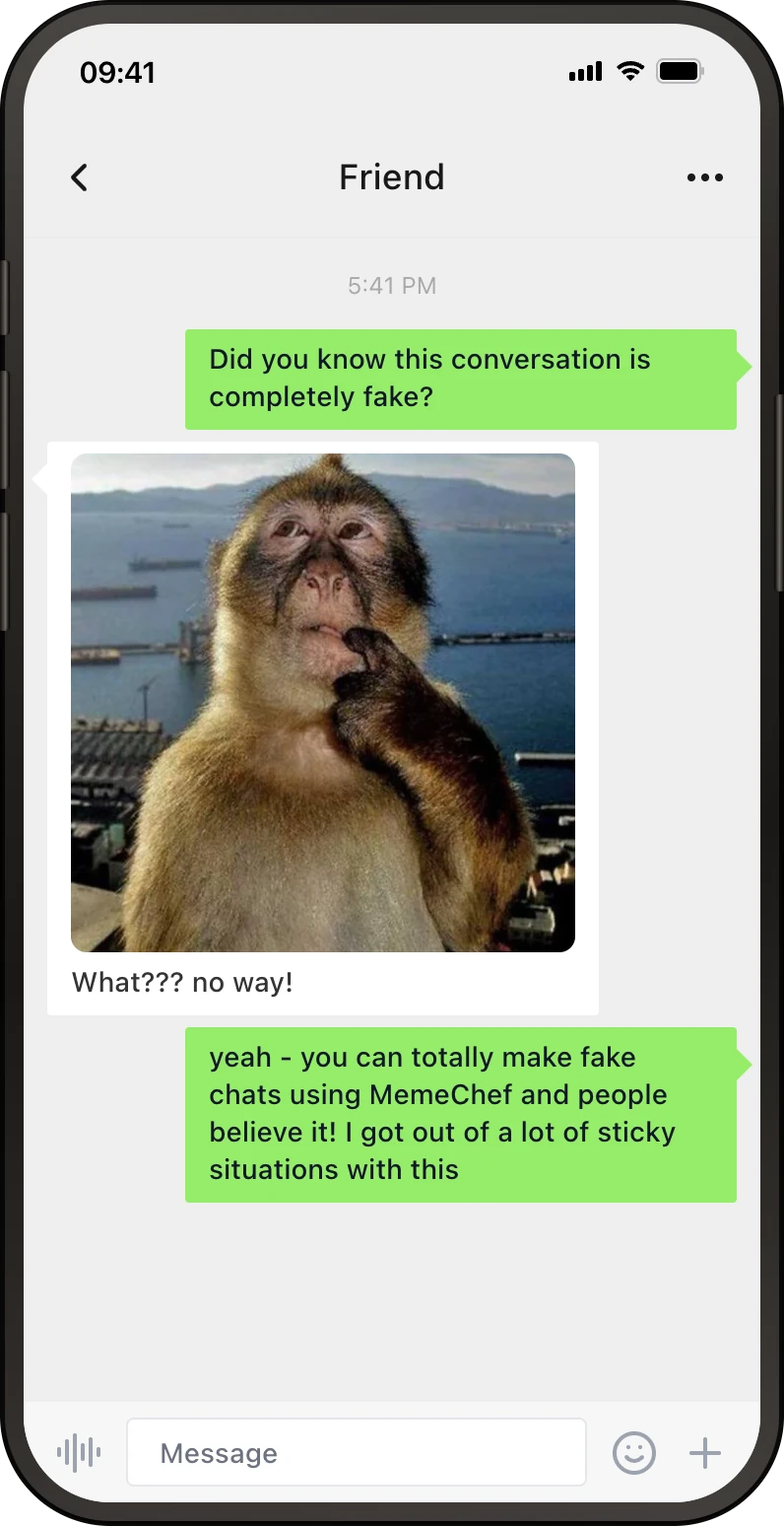 WeChat fake chat screenshot preview made in MemeChef