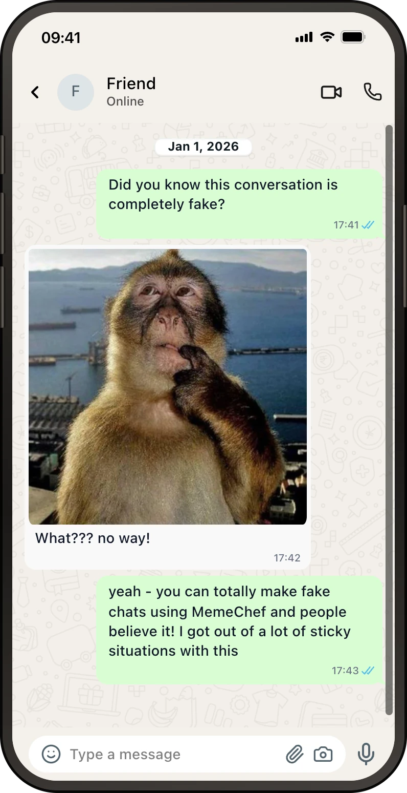 WhatsApp fake chat screenshot preview made in MemeChef